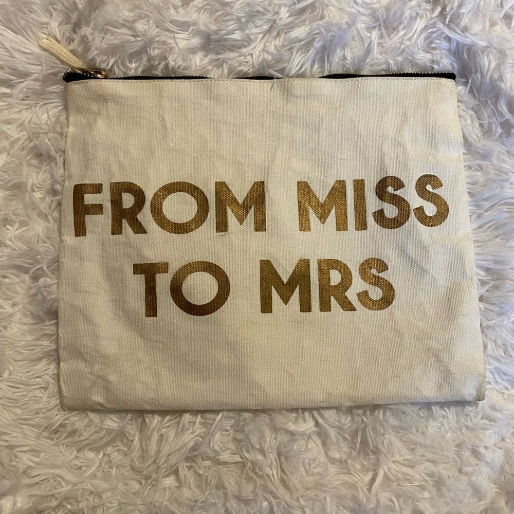 From Miss To Mrs Canvas Zip Pouch - Picture 2 of 5